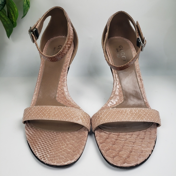 GUCCI Sandal Snake Skin Ankle Strap Heels sz 38.5 C US 8 - Picture 4 of 16